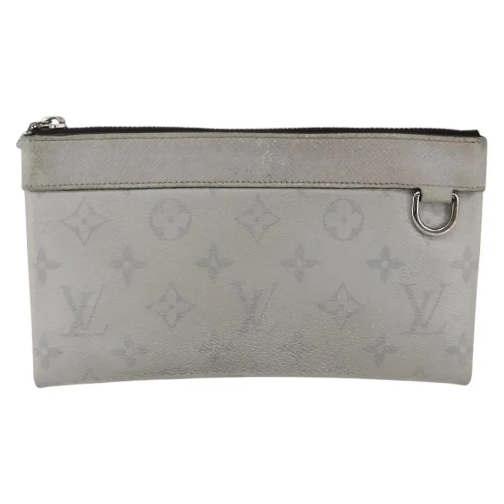 Louis Vuitton Monogram Taigarama Pochette Discovery PM Gray Clutch Bag